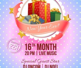 vintage christmas party poster template with gift vector