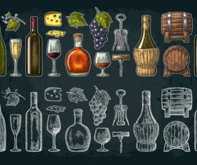 wine brandy vintage illustration vector