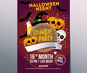 2017 halloween night poster vector template
