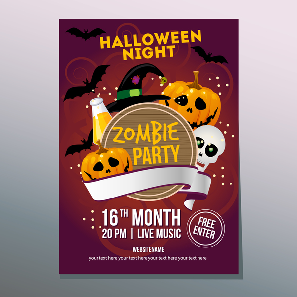 2017 halloween night poster vector template