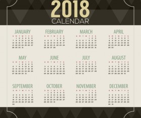 2018 calendar template with black polygon background vector