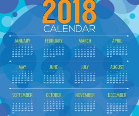 2018 calendar with blue abstract background vector