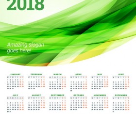 2018 calendar with green abstract background vector