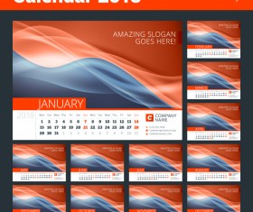 2018 calendar with red abstract background vector