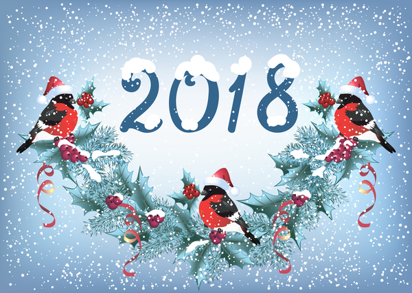 2018 christmas background with snowflake vector 02