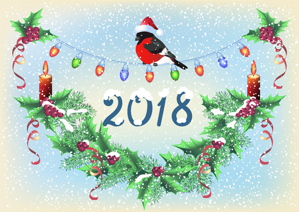 2018 christmas background with snowflake vector 03