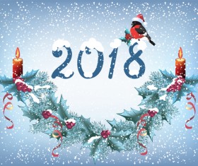 2018 christmas background with snowflake vector 04