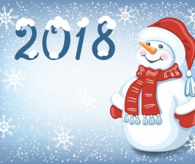 2018 christmas background with snowman vector