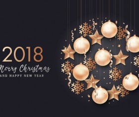 2018 merry christmas with new year design vector