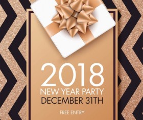 2018 new year party invitation card with bow vector