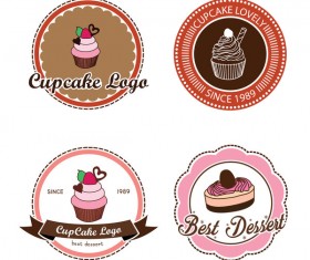 4 Kind cake labels with badge vector