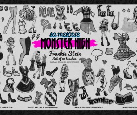80 Monster High Frankie Stein Photoshop Brushes