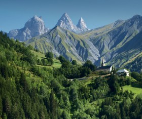 Alps mountain meadow landscape Stock Photo 01
