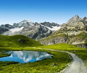 Alps mountain meadow landscape Stock Photo 02