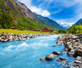 Alps mountain meadow landscape Stock Photo 04