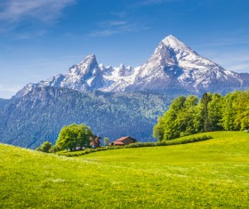 Alps mountain meadow landscape Stock Photo 08