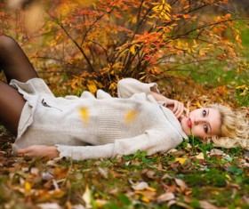 Autumn girl outdoor photo Stock Photo