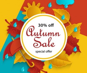 Autumn sale special offer backgorund vector