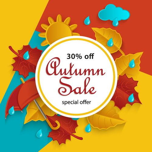 Autumn sale special offer backgorund vector