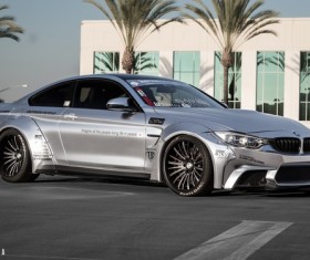 BMW M4 modified silver sports car Stock Photo
