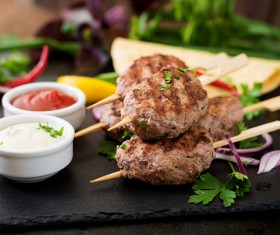 Barbecue and sauces Stock Photo