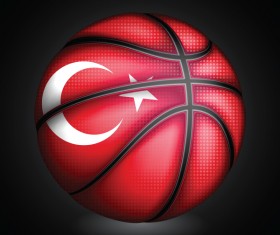 Basketball with turkish sign vector material 01