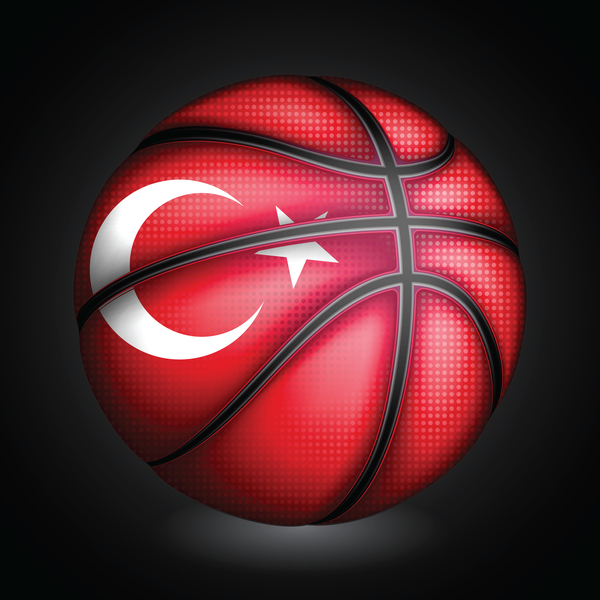 Basketball with turkish sign vector material 01