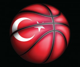 Basketball with turkish sign vector material 02