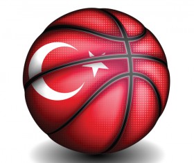 Basketball with turkish sign vector material 03