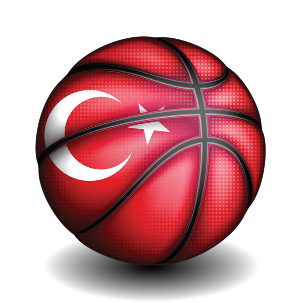 Basketball with turkish sign vector material 03
