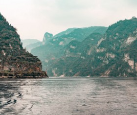 Beautiful tranquil mountain lake landscape Stock Photo
