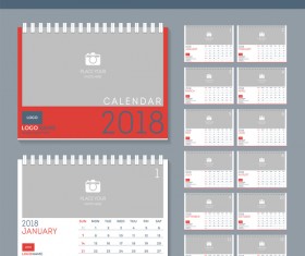Blank red disk calendar 2018 templates vector