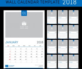 Blue calendar 2018 templates vector