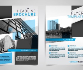 Blue with black company flyer template vector