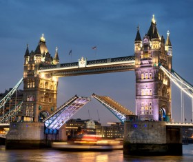 Brightly lit London Tower Bridge Stock Photo