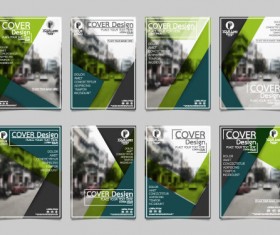 Brochure cover green template vector set
