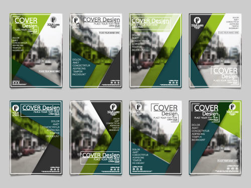 Brochure cover green template vector set