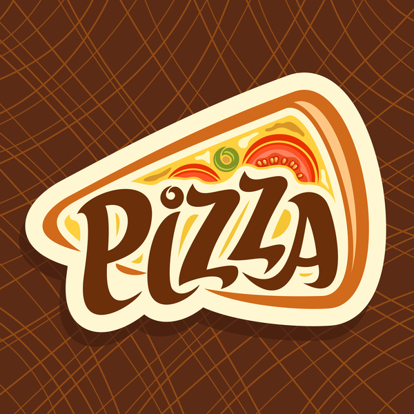 Brown background with pizza vector illustration