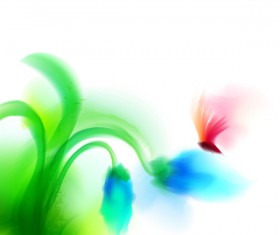 Butterfly with flower blrus vector 01