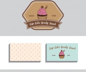 Cake labels with business card vector 01