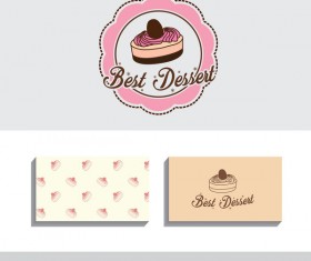 Cake labels with business card vector 02