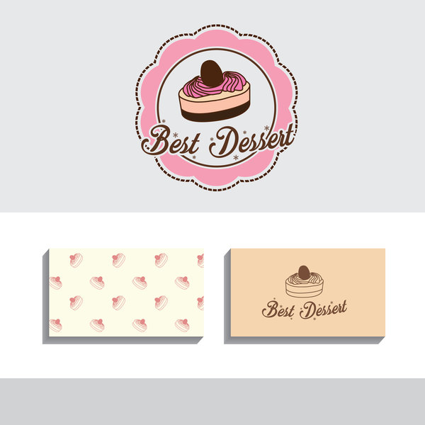 Cake labels with business card vector 02