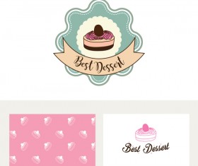 Cake labels with business card vector 03