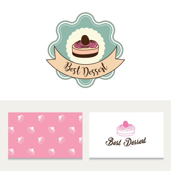 Cake labels with business card vector 03