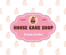 Cake shop labels with background vector 03
