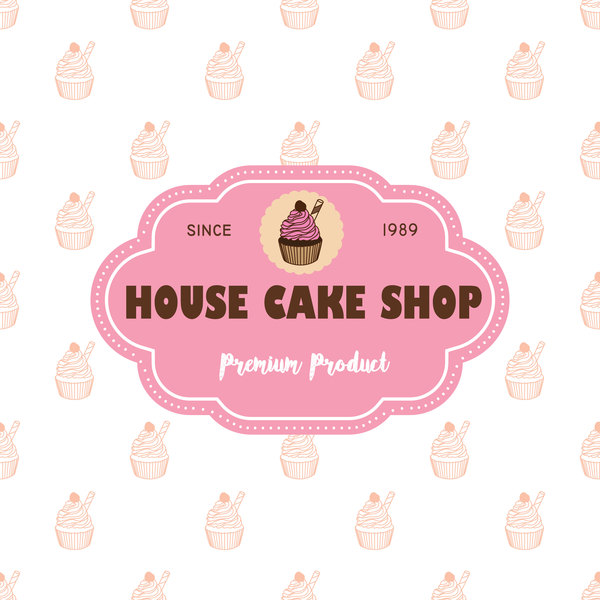 Cake shop labels with background vector 03