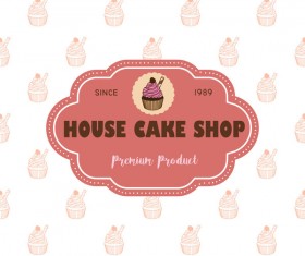 Cake shop labels with background vector 04