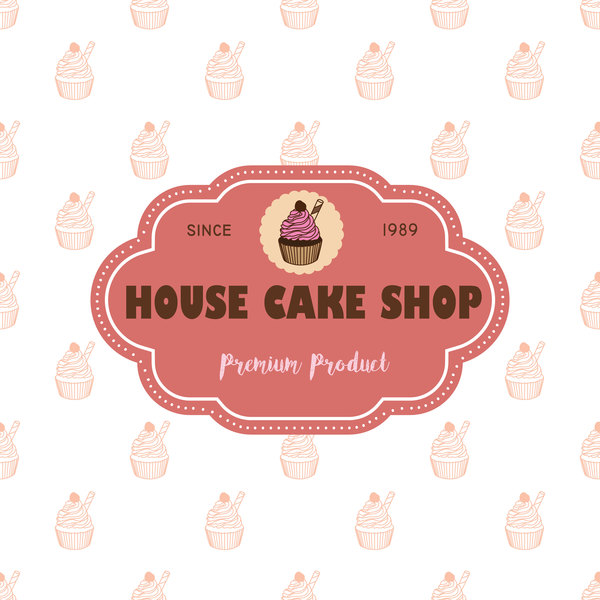 Cake shop labels with background vector 04