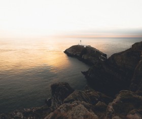 Calm rocky mountain sea landscape Stock Photo