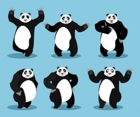Cartoon funny panda vector set